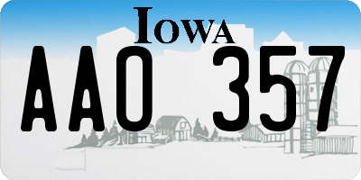 IA license plate AAO357