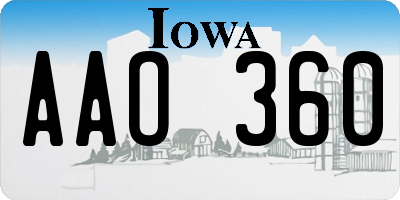 IA license plate AAO360