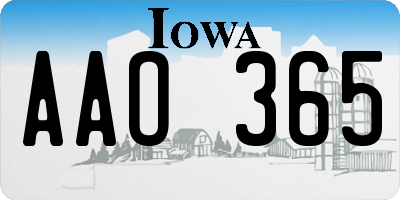 IA license plate AAO365