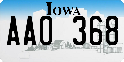 IA license plate AAO368