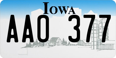 IA license plate AAO377