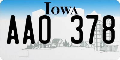 IA license plate AAO378