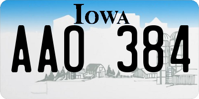 IA license plate AAO384