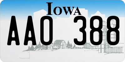 IA license plate AAO388