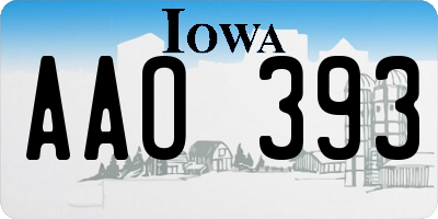 IA license plate AAO393