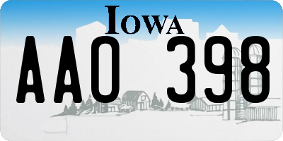 IA license plate AAO398