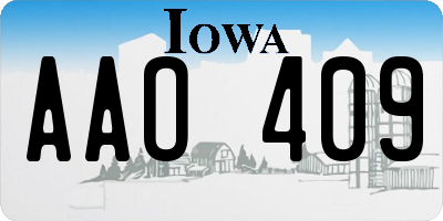IA license plate AAO409