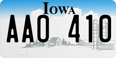 IA license plate AAO410