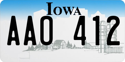 IA license plate AAO412