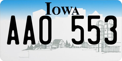 IA license plate AAO553