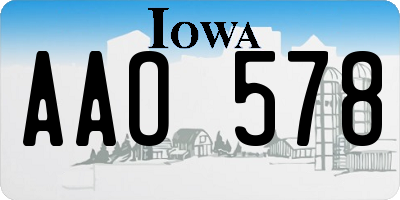 IA license plate AAO578