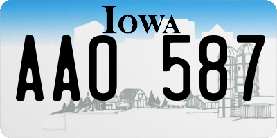 IA license plate AAO587