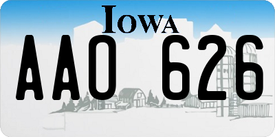 IA license plate AAO626