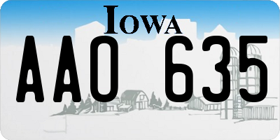 IA license plate AAO635