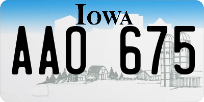 IA license plate AAO675