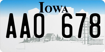 IA license plate AAO678