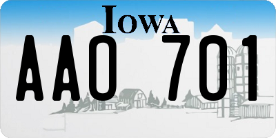 IA license plate AAO701