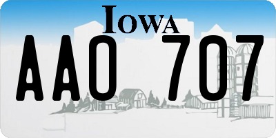 IA license plate AAO707
