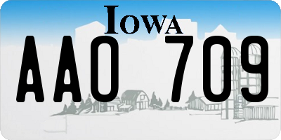 IA license plate AAO709