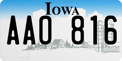 IA license plate AAO816