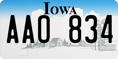 IA license plate AAO834