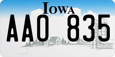 IA license plate AAO835