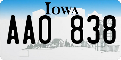 IA license plate AAO838