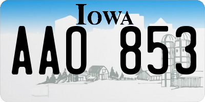 IA license plate AAO853