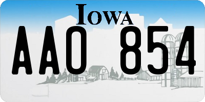 IA license plate AAO854