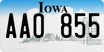 IA license plate AAO855