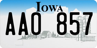 IA license plate AAO857