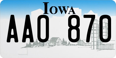 IA license plate AAO870