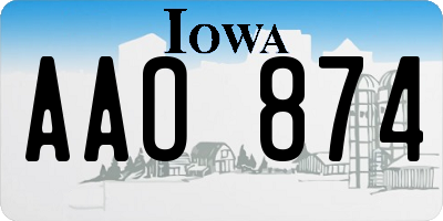 IA license plate AAO874