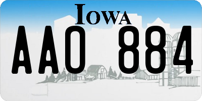 IA license plate AAO884