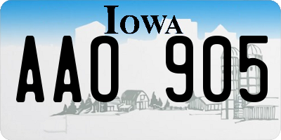 IA license plate AAO905