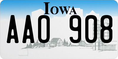 IA license plate AAO908