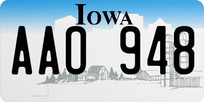 IA license plate AAO948