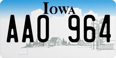 IA license plate AAO964