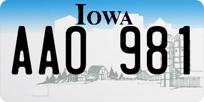 IA license plate AAO981