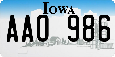 IA license plate AAO986