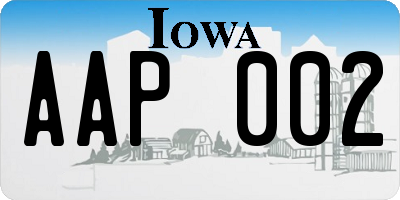 IA license plate AAP002