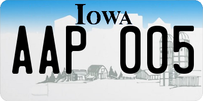 IA license plate AAP005