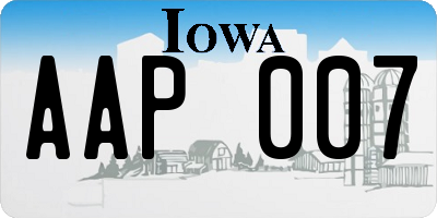 IA license plate AAP007