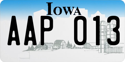 IA license plate AAP013