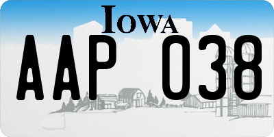 IA license plate AAP038