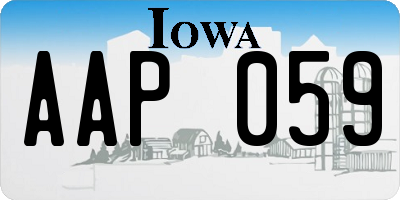 IA license plate AAP059