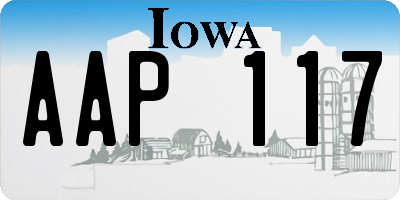 IA license plate AAP117