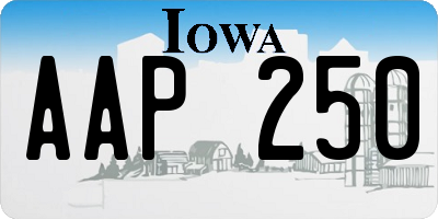 IA license plate AAP250