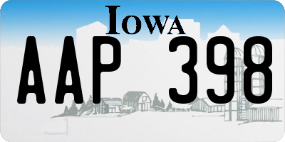 IA license plate AAP398