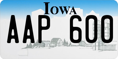 IA license plate AAP600